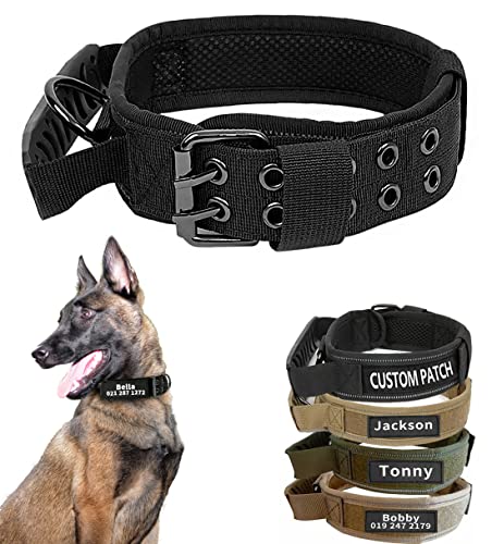Collier tactique personnalisé pour chiens de taille moyenne et grande taille, collier de dressage militaire personnalisé avec nom et numéro de téléphone (style B)