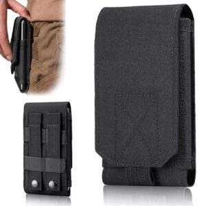 COYUN Etui Ceinture Clip Sacoche Universel,Sac de Téléphone Portable,Pochette Ceinture Homme Armée Camo Molle Sac pour Téléphone Mobile Poche Ceinture Étui Housse Taille L (Noir)