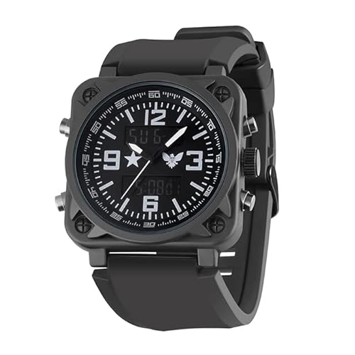 GREENTREEN Montre Militaire Homme Chronometre: Grosse Montre Homme Carré à Quartz Analogique - pour Tactique Randonnée La Course La Pêche Une Utilisation Quotidienne