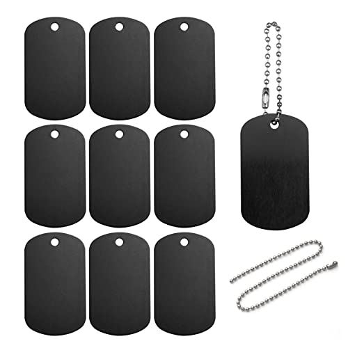 Hyakoz 25 Pièces Plat Rond Estampage Étiquettes Médaille Chien gravée Médaille Plaque Militaire Homme Noire Personnalisé Pendentif Collier pour DIY Porte-clés Bricolage et Projet D'artisanat