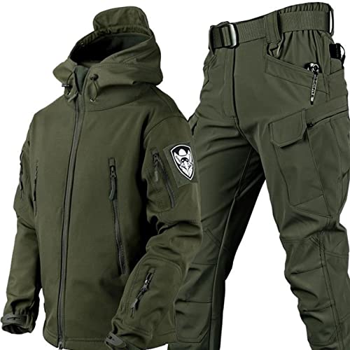 KUMIAO Tenue de camouflage militaire imperméable, avec veste et pantalon tactiques pour homme, tenue militaire Softshell