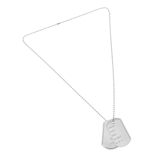 MOLUCKFU Collier Badge Style Armée Homme Chaîne Inoxydable Robuste Collier Dog Tag Argenté pour Cosplay et Fêtes