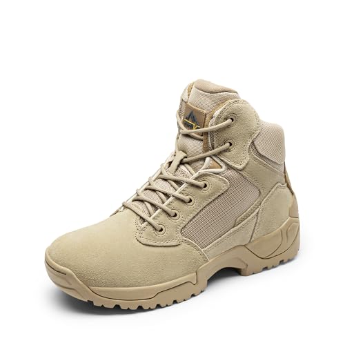 NORTIV 8 Bottes Hommes de Combat Militaires Durable Botte Tactique Chaussures Pratique,Size 41,Sable,Alloy