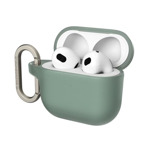 RHINOSHIELD Coque avec Mousqueton Compatible avec Apple [AirPods 4] | Protection de qualité Militaire Contre Les Chocs, résistante aux Rayures, Chargement sans Fil - [Vert Sauge, Standard Set]