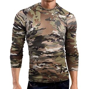T-Shirt Militaire Homme Respirant Manches Longues T-Shirt Tactique Outdoor pour Homme Casual Tee Shirt Camouflag T-Shirts