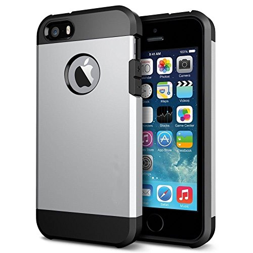 TechExpert Coque Etui Antichoc Armor pour Iphone 5C argenté Coussin d'air Cable Charge/Data Offert
