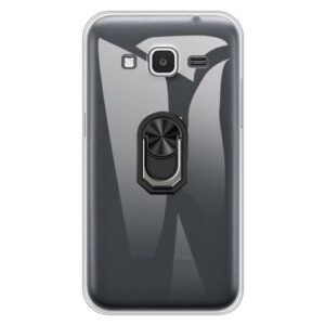 UOGNADGD Coque Flexible + Support à Anneau Compatible avec Samsung Galaxy Core Prime Housse Antichoc pour Téléphone avec Support Magnétique Style Méca (Clair + Noir)