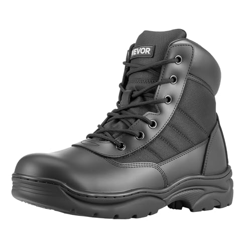 VEVOR Bottes Militaires Homme Pointure EU 43 Bottes Tactiques de Combat Légères Respirantes Robustes, Semelle Confortable, Chaussures de Travail de Randonnée pour Sécurité Extérieur, Alpinisme, Noir