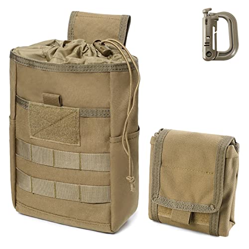 WYNEX Poche de Delestage Militaire Pochette Molle Tactique Poche de Rangement pour Chargeur Organisateur Utilitaire de Chargeurs pour Ceinture Gilet Tactique, Conception Pliable et Cordon de Serrage