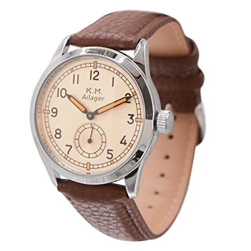 Ailager Reproduction de montre allemande Kriegsmarine Seconde Guerre mondiale, Argenté., Militaire