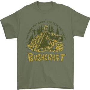 Bushcraft T-shirt amusant pour homme 100 % coton, vert militaire, M