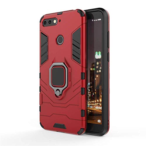Coque Huawei Honor 7A, CHcase 2 en 1 Armour Style Robuste Hybrides Double Couche Armure Defender TPU + PC Hard Coques Case Cover avec Support Magnétique Car Mount pour Huawei Honor 7A -Red
