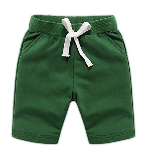 Dingdong Bébé Enfant Garçon Eté Coton Shorts（Vert Militaire,6Ans）