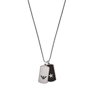 Emporio Armani Collier Pour Hommes, Longueur : 525mm ; Taille Des Pendentifs : 40X21X2mm Collier En Acier Inoxydable Argenté, EGS2675040