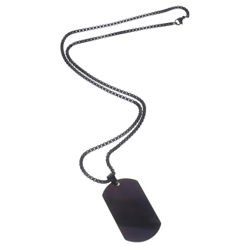 LIOOBO Collier Plaque D’identité Militaire En Acier Titane Noir, Pendentif Solide, Chaîne Incluse, Style Homme, Accessoire Pour Anniversaires Et Occasions Formelles