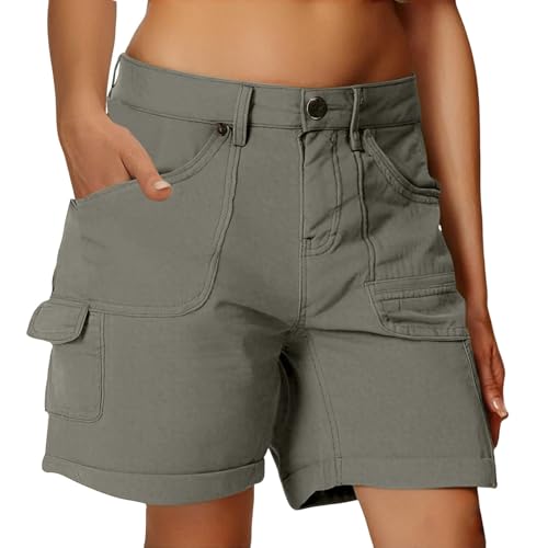 Short Cargo pour Femme - Short Militaire - Shorts Stretch avec Plusieurs Poches - Taille Haute - Pantalon de Loisirs - Bermuda - Pantalon de Travail - Shorts de randonnée