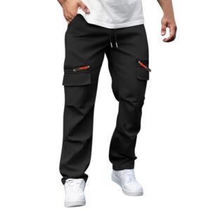 AEGJEGVD Soldes Pantalon de Travail Homme Cargo Stretch Pantalons Taille Elastique Décontractée Leger Ete Pants Mode Pantalon Jogging Survetement avec Poche Training Sportswear Randonnée Pas Cher