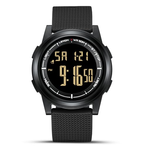 HANPOSH Montres pour Hommes Montre Le chronomètre pour Hommes 50m Montres de Poignet Militaire imperméables avec rétroéclairage/Alarme/minuterie/Date