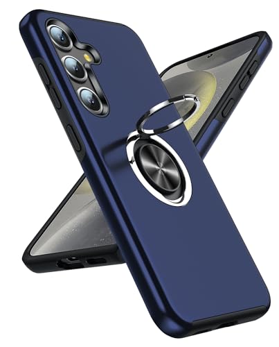 LeYi Coque pour Samsung Galaxy S25 Plus et Anneau Telephone Invisible, Militaire PC et TPU Etui Antichoc Housse pour S25 Plus - Bleu