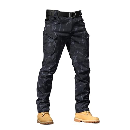 MJGkhiy Pantalon De Travail Homme Cargo Élastique Randonnée Moto Combat Pantalon Chino avec Plusieurs Poches Coton Stretch Chasse Treillis Militaire Pantalon De Chasse Jogging