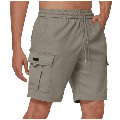 Short Cargo Homme Coton Casual Lâche avec Poche Pantalon Court Hommes Sport Jogging Slim Fit Militaire Short de Sport Montagne Baggy Shorts et Bermudas Cargo de Travail Pas Cher