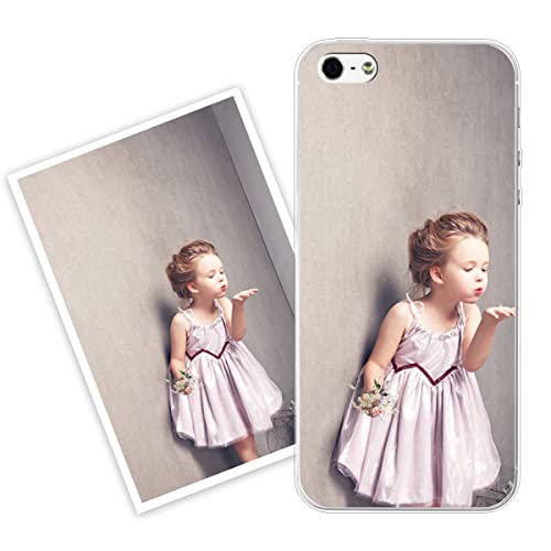 Sunrive Coque personnalisée Compatible avec iPhone 5/5S/SE(2016), Personnalisable avec Votre Propre Image, PhotoTexte, DIY Silicone Étui Housse Protecteur Souple Gel Transparent Back Case