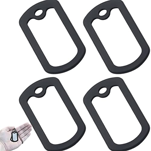 Uzztfa Lot De 4 Silencieux en Silicone pour Plaques D'identité Militaires Noires, Protection pour Plaques D'identité Militaires Authentiques, Caoutchoucs pour Réduire Le Bruit