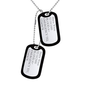 Custom4U 2pcs Plaques Militaires Collana Con Nome Personalizzabile a Uomo Prénom à Graver Homme Pendentif Army Dog Tag
