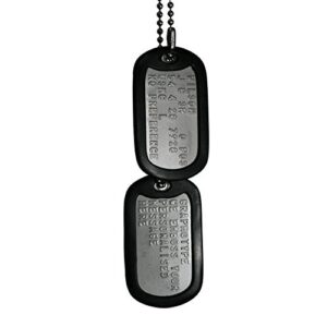 Graphotype™ PLAQUES Militaires - Lot de Deux plaques personnalisées de Style Militaire avec chaîne Boule & Silencieux (Lire LA Description pour Savoir Comment Personnaliser L’Article)