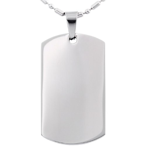 JewelryWe Bijoux Pendentif Collier Gravure Offerte Plaque Militaire Dog Tag Acier Inoxydable Fantaisie pour Homme Couleur Noir avec Sac Cadeau (Argent, non personnalisable)