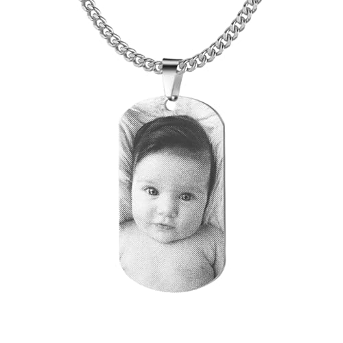 Les Bijoux de Mélanie Collier photo personnalisé – Plaque militaire en acier inoxydable 316L – Gravure photo recto verso – Cadeau homme ou femme – Fabriqué en France – Personnalisé en 24–48 h (50 cm)
