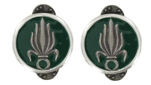 Paire d'Insignes de Collet Légion Etrangère Argent Cavalerie Tenue de Cérémonie Armée De Terre Française