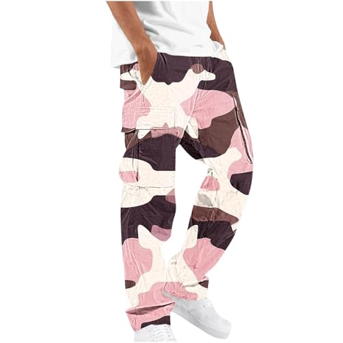 Pantalon Cargo Homme Camouflage, Pantalons de Travail Homme Casuals Pantalon Treillis Militaire Tactique Coupe Droite Taille Élastique