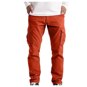 Pantalon de Travail Homme Orange Grande Taille Cargo Pantalon Militaire Sport Jogging Pantalons Moto Tactique Pas Cher Multi Poches Mode Slim Décontractée Randonnée Chasse Dockers Pants D'été 5XL