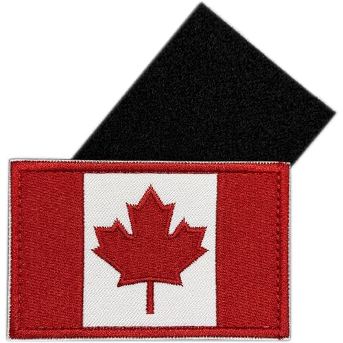 Patch Canada Scratch Drapeau Canadien Brodé | Ecusson Militaire Feuille d'Érable | Rouge Blanc 8x5 cm