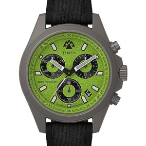 Timex Expedition North Montre pour hommes, 43 mm, bracelet en silicone noir, en deux pièces, cadran vert, boîtier en titane TW2V96400