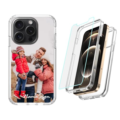 Coque de qualité militaire personnalisée pour Apple iPhone 15 14 13 12 11 Pro Max, Pro, Plus, Mini, 5G, XS XR X XS 8 7 SE 6s 6, avec protecteur d'écran, étui avec nom photo personnalisé, coque double