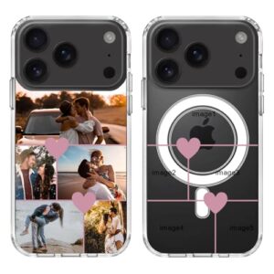 Coque de téléphone personnalisée pour iPhone 17 Pro avec nom de la photo, compatible avec MagSafe, coque magnétique hybride classique et personnalisée, pour Apple 6,3", norme militaire, protection