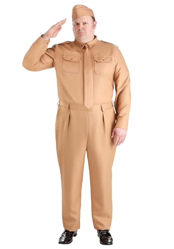 Costume militaire de la Seconde Guerre mondiale pour homme | Uniforme de la Seconde Guerre mondiale avec chapeau, chemise, pantalon et cravate | Tenue d'histoire 3X
