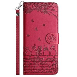 FALUWONRU Coque pour iPhone 6/iPhone 6s, Housse de Protection Etui à Pochette de Portefeuille Rabat Premium en Cuir PU【Fermeture Magnétique】【Boîtier avec Support】,Rouge