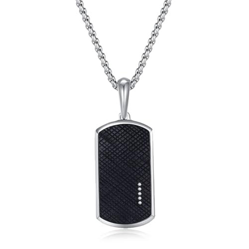 GAVU Collier Acier Inoxydable Homme, Collier Chaîne Argent, Pendentif Plaque Militaire pour Hommes, Cadeau pour Lui, 50cm