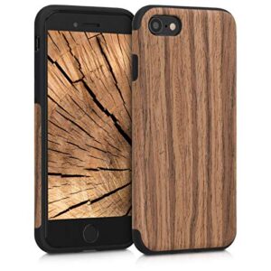 kwmobile Coque Compatible avec Apple iPhone SE (2022) / SE (2020) / 8/7 - Étui de Protection pour Téléphone Portable en Bois et TPU - Grain de Bois Marron