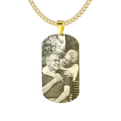 Les Bijoux de Mélanie Collier photo personnalisé or doré – Plaque militaire gravée – Fabriqué en France (60 cm)