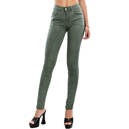 Toocool Jean Femme Pantalon skinny Slim Élastique Bodycon VI-8006, vert militaire, M