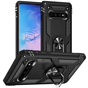 Coque pour Samsung S10, Galaxy S10, de qualité militaire, testée contre les chutes de 4,9 m, anneau de protection antichoc pour Samsung Galaxy S10, noir