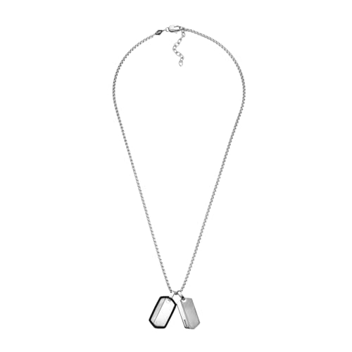 Fossil Collier Pour Homme Vintage Casual, L : 609.6mm + 50.8mm L : 14.2mm Collier En Acier Inoxydable Argenté, JF03996040