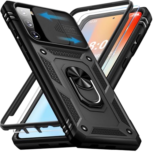 KOGENG Coque pour Samsung Galaxy S20 FE avec Verre Trempé, 360° Antichoc Étui de Militaire Protection Anneau Support Renforcée Armure Telephone Housse pour Samsung S20 FE 4G/5G Case (Noir)