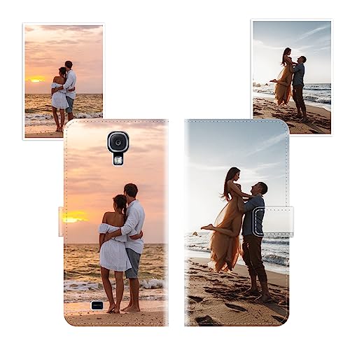 Sunrive Coque personnalisée Compatible avec Samsung Galaxy S4, Personnalisable avec Votre Propre Image,Photo,Texte,DIY Leather Housse Étui PU Cuir + Tour de Cou Telephone Universelle